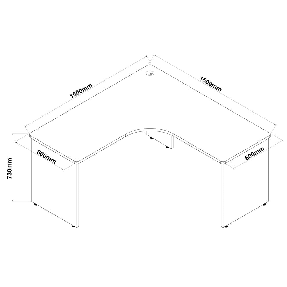 Escritorio de trabajo en L con Cajones 1500