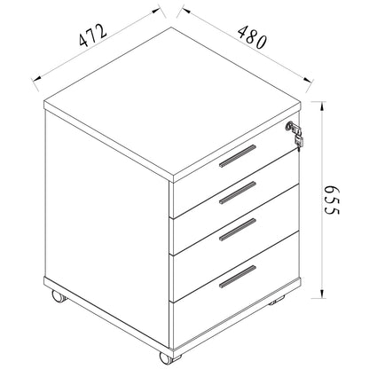 Archivero Móvil con 4 Cajones